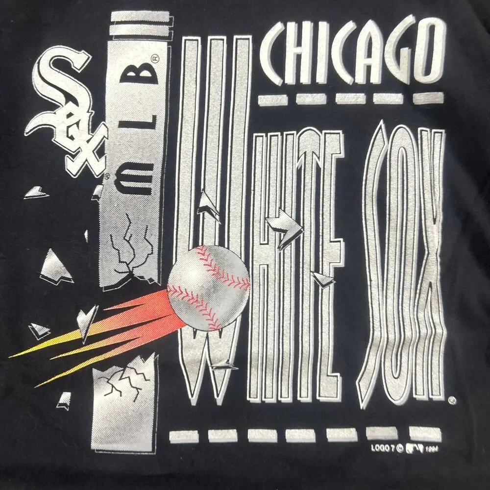 Vintage 90s Chicago White Sox Logo 7 Hooded Tshirt